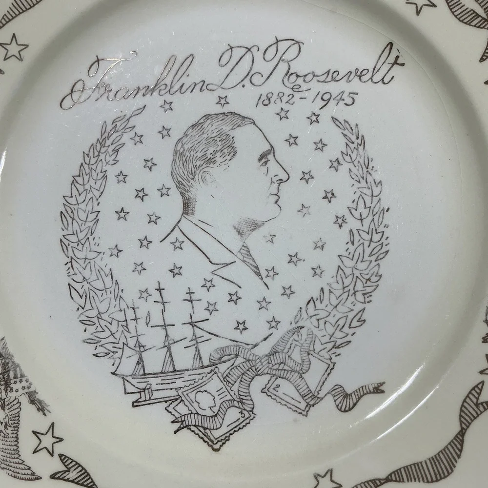 Edwin M Knowles Franklin D Roosevelt Memorial Plate 1945 Wall Display USA